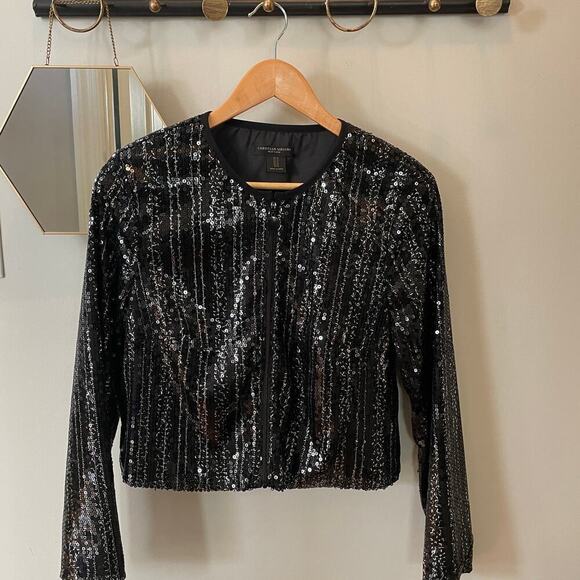 Christian Siriano Black Sequin Evening Jacket | Size M (Runs Small), EUC - Picture 1 of 6